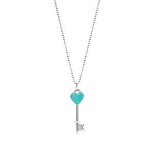 Blue Heart Key Necklace